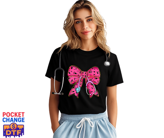 Easter Paw Print Bow Stethoscope – Nurse DTF Transfer (Premade)