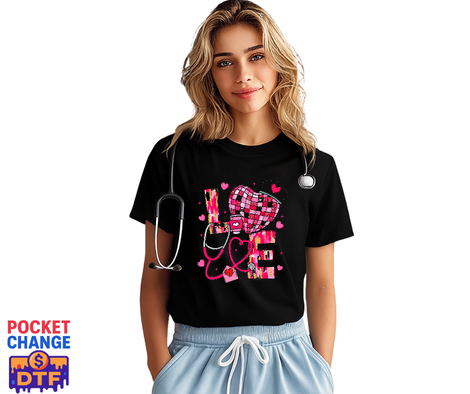 Stethoscope Heart – Nurse DTF Transfer (Premade)