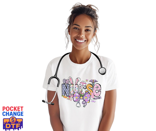 Pastel Easter Nurse Icons – Nurse DTF Transfer (Premade)