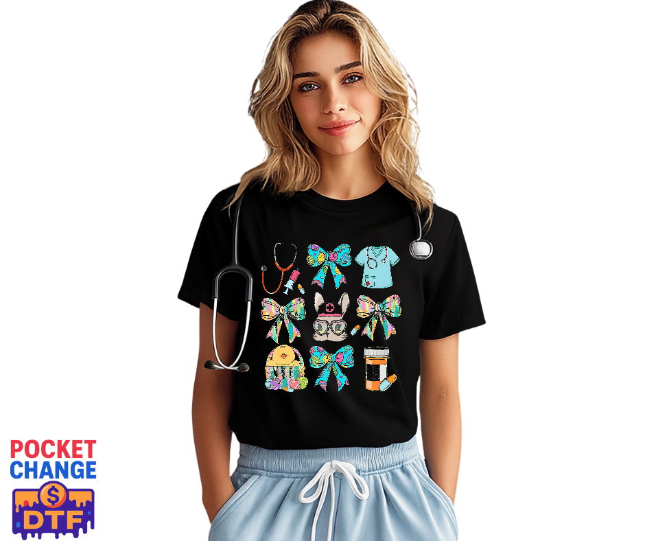 Easter Nurse Bunny & Chick – Nurse DTF Transfer (Premade)