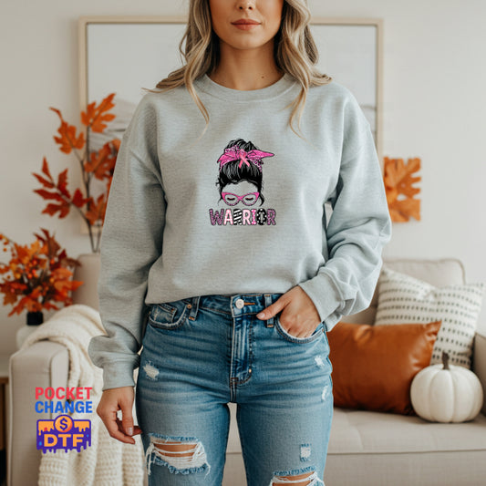 WARRIOR Pink Ribbon Cross – Christian DTF Transfer