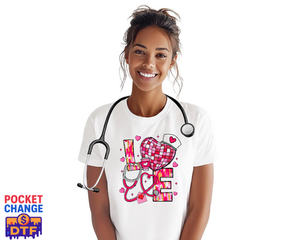 Stethoscope Heart – Nurse DTF Transfer (Premade)