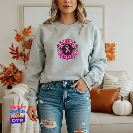 Sunflower Pink Ribbon – Breast Cancer Awareness DTF Transfer