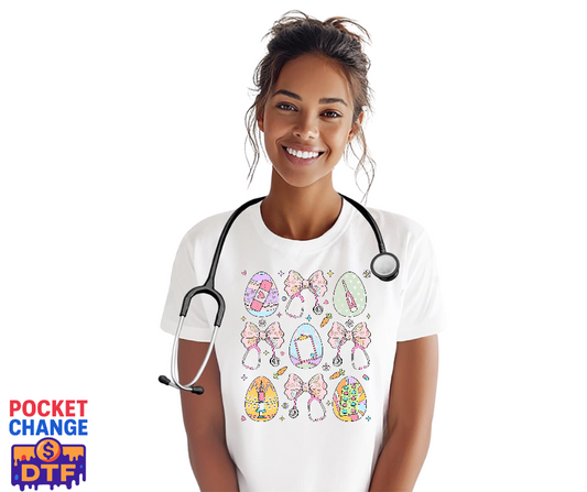 Bunny Ears Stethoscope with Flowers – Nurse DTF Transfer (Premade)
