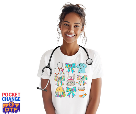 Easter Nurse Bunny & Chick – Nurse DTF Transfer (Premade)