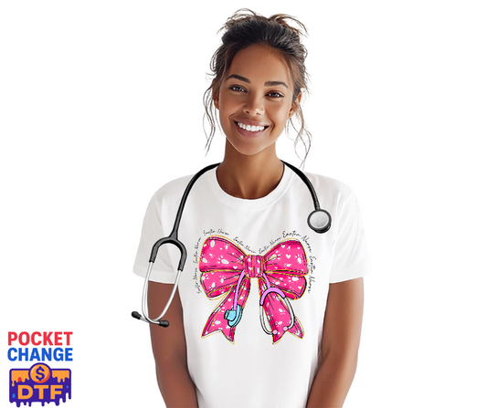 Easter Paw Print Bow Stethoscope – Nurse DTF Transfer (Premade)