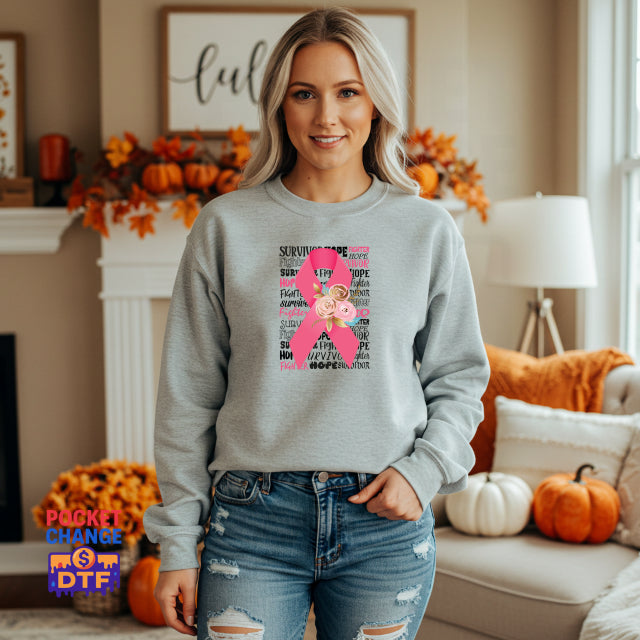 SURVIVOR Pink Ribbon – Awareness DTF Transfer